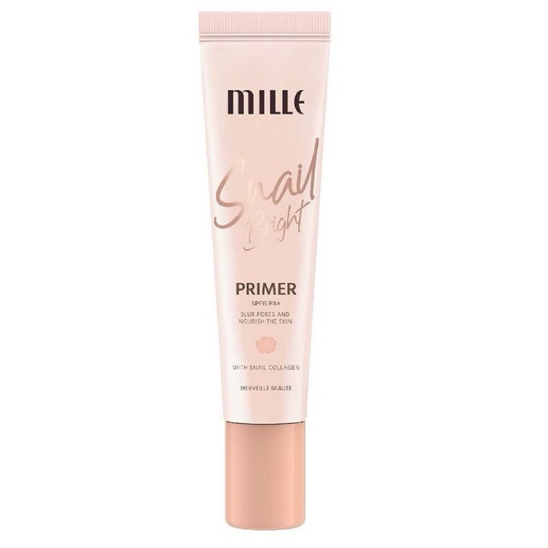 [LIVEลด100.-] Mille Snail Bright Primer 8g. คอลลาเจนไพรเมอร์ ไพรเมอร์มาพร้อมสารบำรุง เบลอรูขุมขน