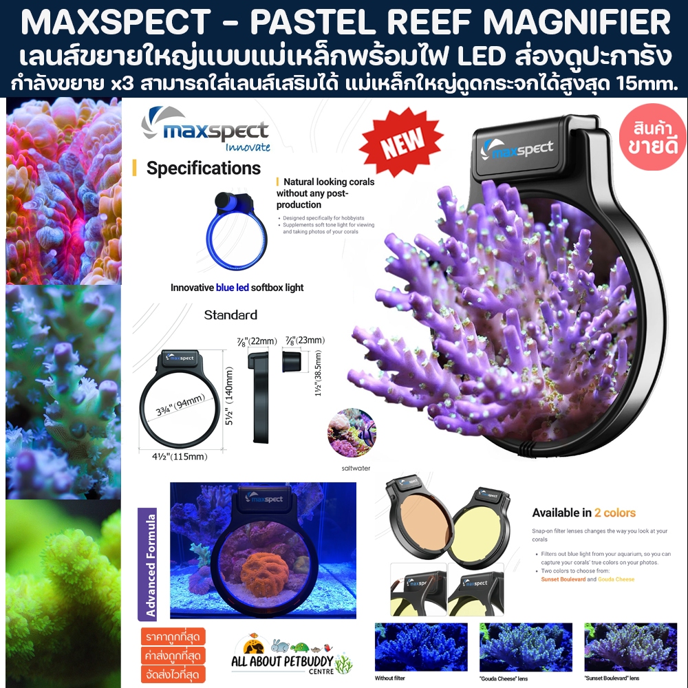 MAXSPECT - PASTEL REEF MAGNIFIER เลนส์ส่องปะการัง ส่องปลา เลนส์ขยายส่องตู้ คุณภาพสูง coral lens ตู้ปลาทะเล ปลา ตู้ปลา