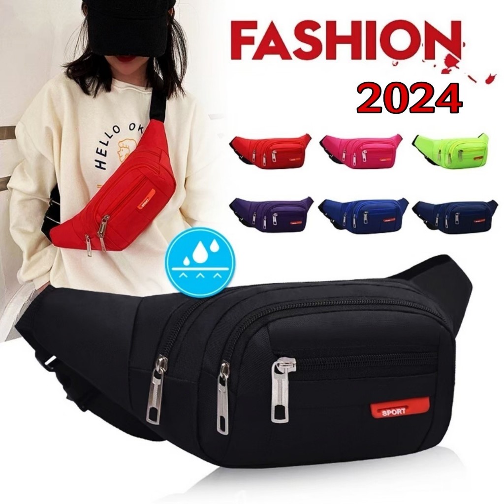 [จัดส่ง​ใน​ 24​ ชม.]​ กระเป๋าคาดเอว ​คาดอก กระเป๋าสะพายข้าง 4 ช่องซิป กันน้ำได้ มี 7 สีให้​เลือก (HS730)