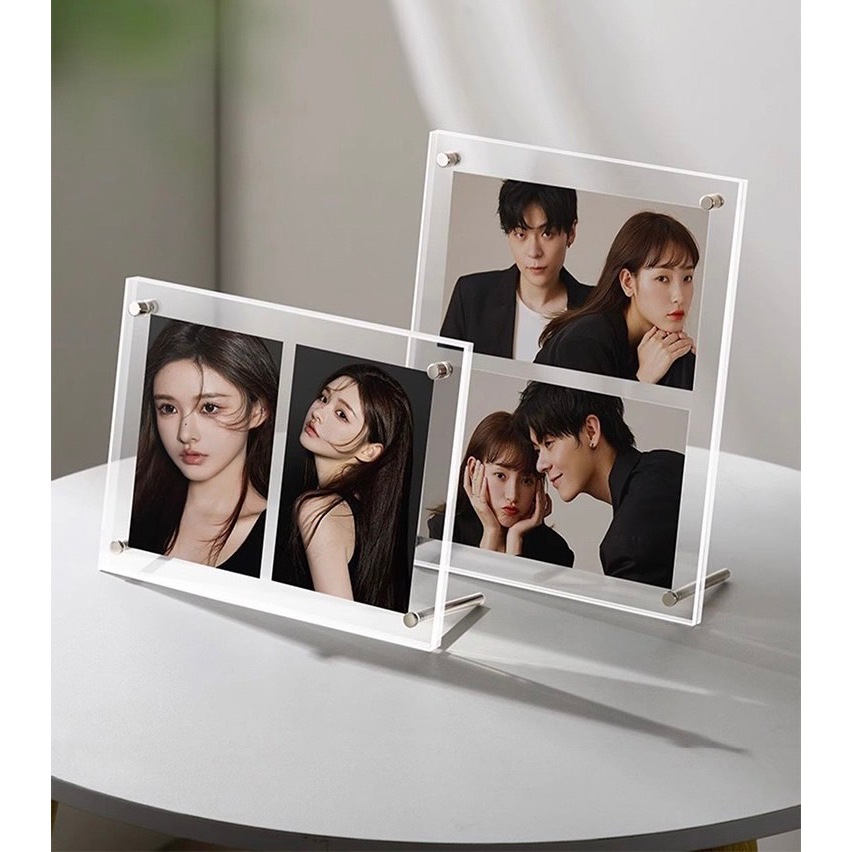 กรอบรูปอะคริลิค กรอบรูป ขนาด 6, 7นิ้ว, A5, A4  วางได้ทั้งแนวตั้งและแนวนอน พร้อมหมุดตั้ง