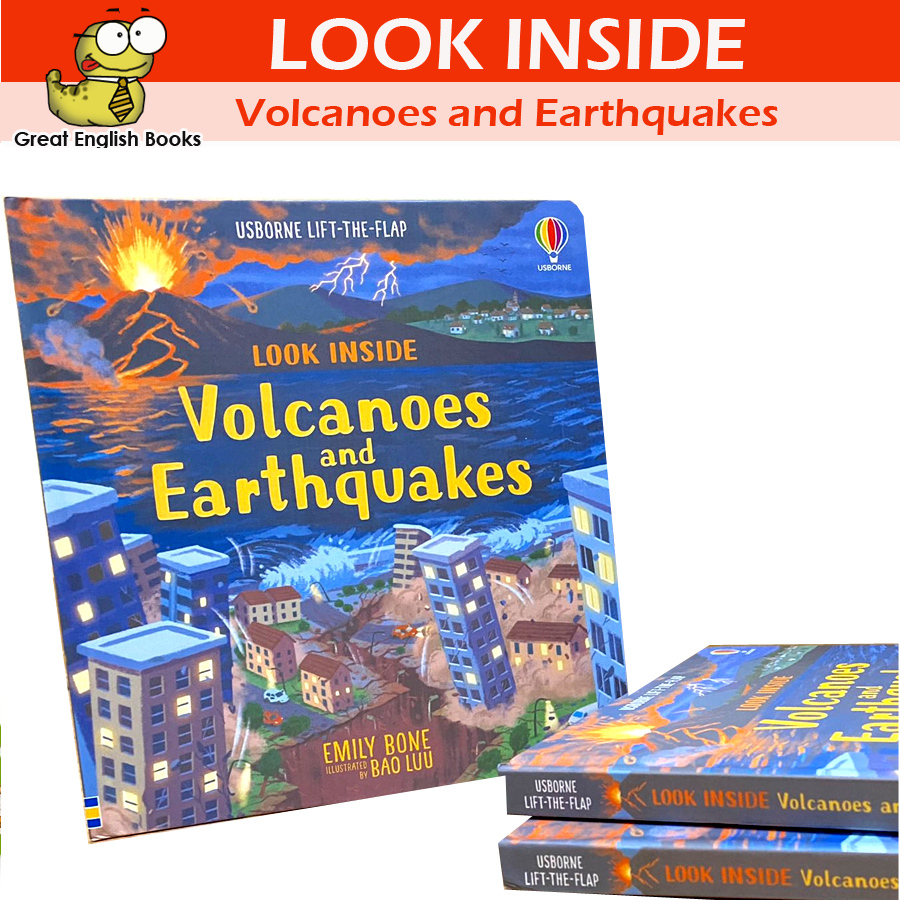 (ใช้โค้ดรับcoinคืน10%ได้)   พร้อมส่ง หนังสือบอร์ดบุ๊ค  LOOK INSIDE VOLCANOES AND EARTHQUAKES (AGE 6+