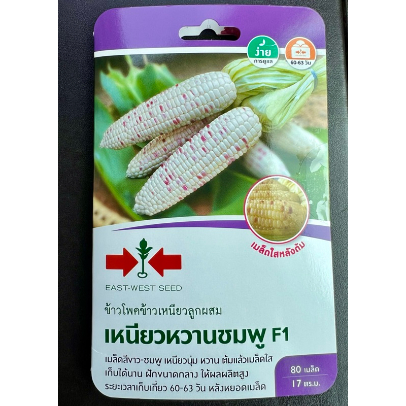 ศรแดง ข้าวโพด เหนียวหวานชมพู  (80 เมล็ด)