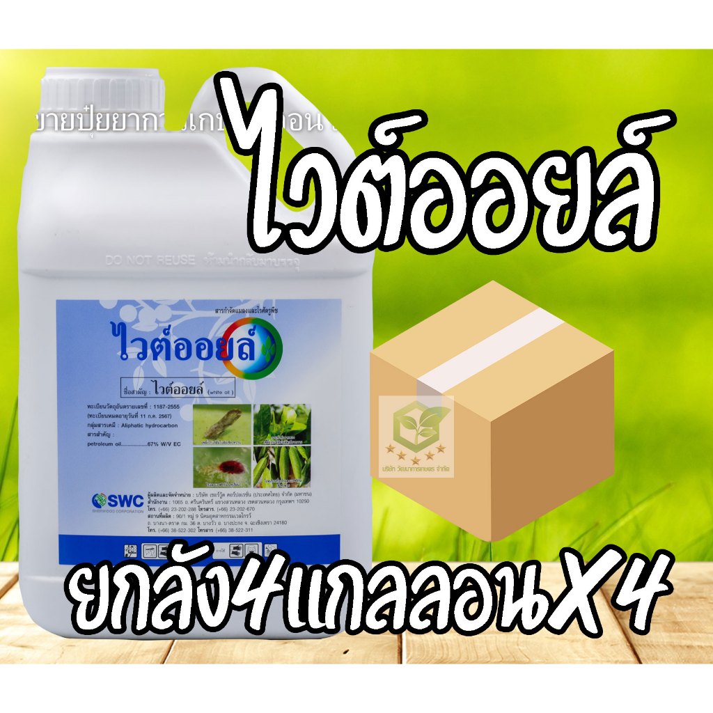 // ยกลัง4แกลลอน // ไวท์ออยล์ ไวต์ออยล์ ช่วยคุมไข่แมลง ขนาด 5 ลิตร ไวท์ออยต์ ไวท์ออยด์ ไวออย (ไวต์ออยล์ whiteoil) จับใบ