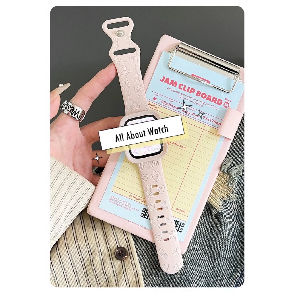 พร้อมส่ง สายยางปั๊มลายมิคกี้ปราสาท ใช้ไ้ดกับ Smart Watch  9 8 7 6 5 4 3 2 1 Se Ultra และรุ่น CD99 X2