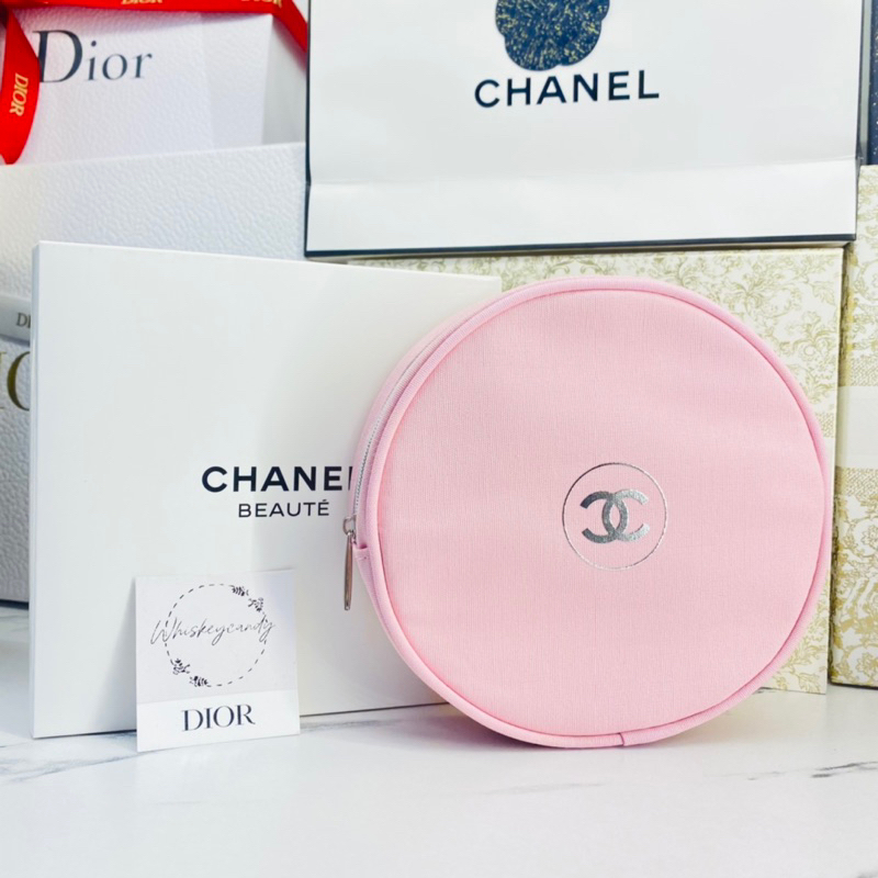 👛 กระเป๋าเครื่องสำอาง Chanel แท้ 💯 สีชมพู ทรงกลม