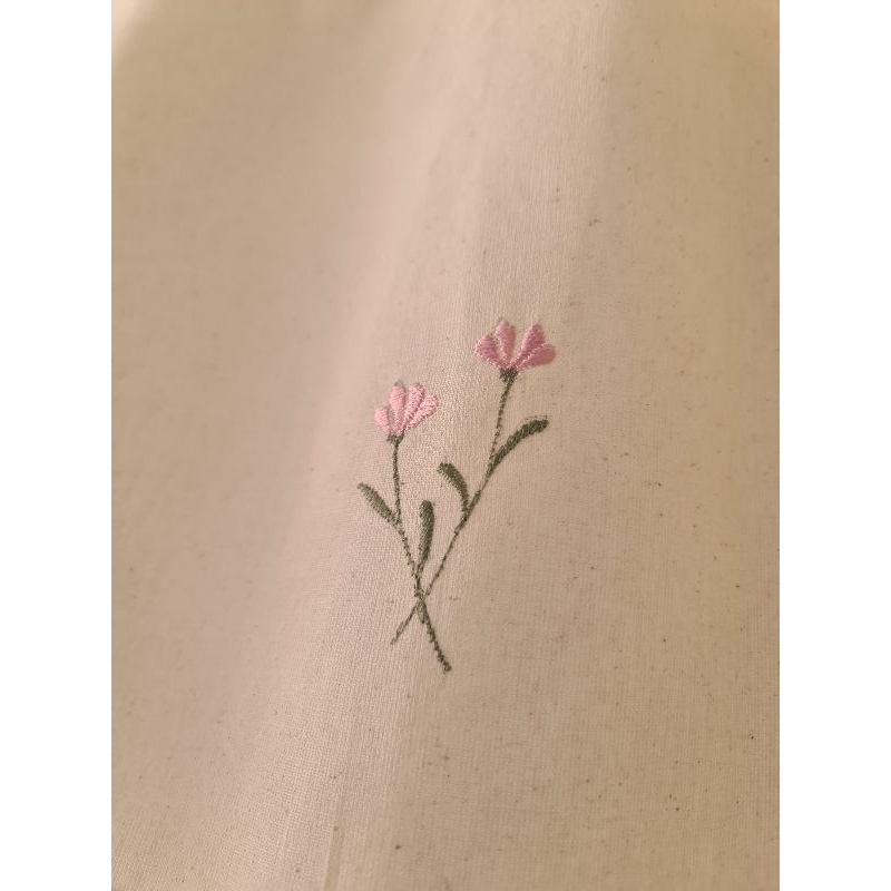 แนะนำ ผ้าม่าน ผ้าม่าน ม่านสั้นครึ่งบานปิดเคาท์เตอร์ ผ้าฝ้ายธรรมชาติปักดอกไม้ ราคาพิเศษ มีเก็บเงินปลายทาง