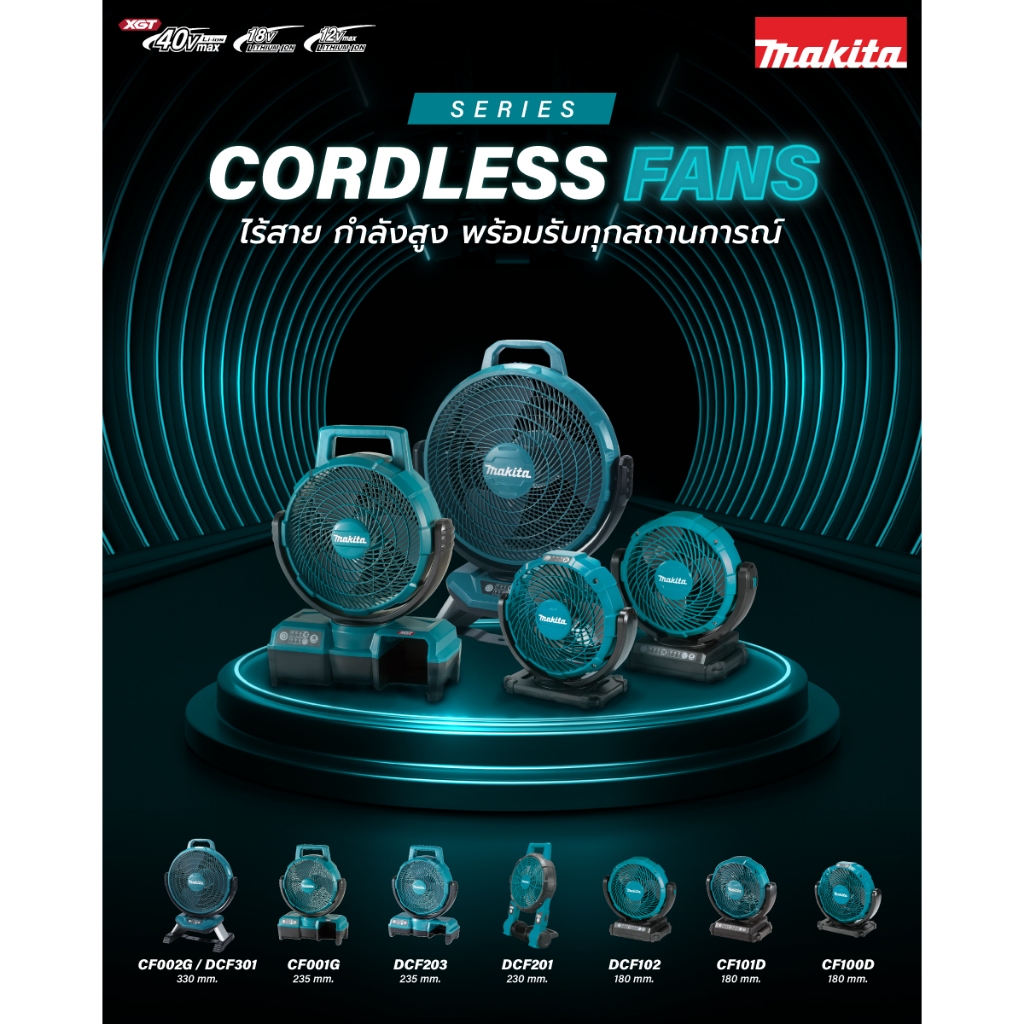 MAKITA พัดลมไร้สาย DCF102Z , DCF102ZX1O , DCF203Z  , DCF203ZX1O , DCF201Z  , DCF201ZX1O , DCF301Z