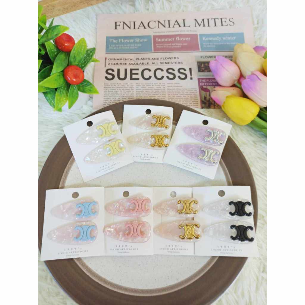 พร้อมส่งในไทย!!! กิ๊บ **งานคู่** พร้อมส่ง กิ๊บติดผมลายหินอ่อน ถ่ายจากสินค้าจริง กิ๊บแบรนด์ Celi** Guc** Chan**