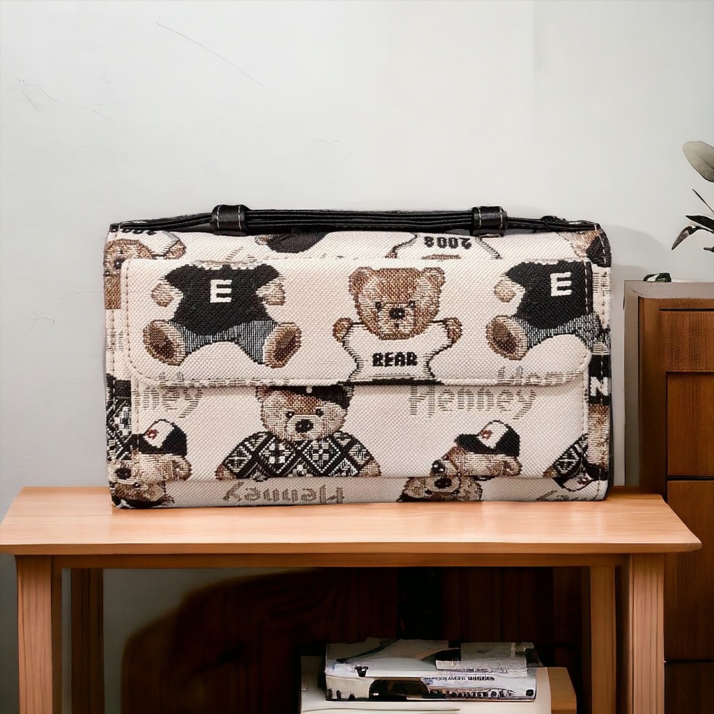 Henneybear - Hw069 ลาย Password กระเป๋ารุ่น 2in1 สายโซ่คอสบอดี้ กระเป๋าสะพายข้าง รุ่นขายดี COD