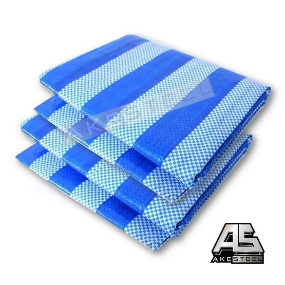 ผ้าใบฟางฟ้า ผ้าใบลายฟ้า ขนาด 3x4 และ​ 4x5  6x7 เมตร ผ้าใบกันแดด ผ้าเต้นท์ คลุมรถ ปูพื้น สีฟ้าขาว (มี