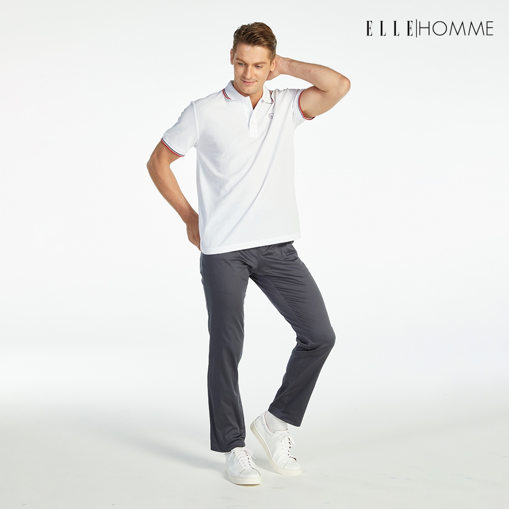 ELLE HOMME قميص بولو بشعار EH — أبيض — صورة 8