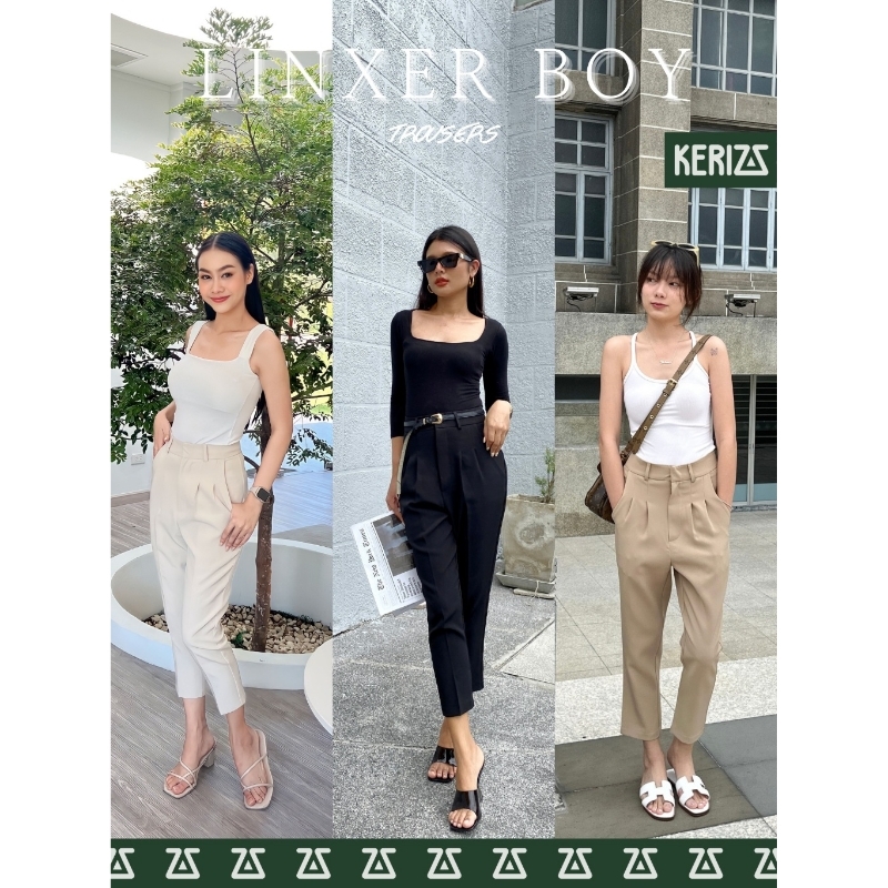 (Sale ราคาถูก) KERIZZ กางเกงขายาว รุ่น LINXER BOY กางเกงทรงบอย 7 ส่วน อวดเอว อวดสะโพกมั่นใจ GPLIV005