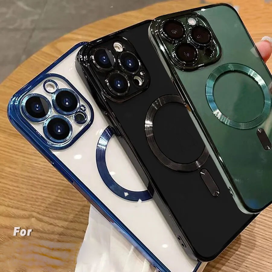แถมฟิล์มเลนส์ แม่เหล็ก เคสไอโฟน โปร่งใส เคสไอโฟนเคสใส่ สำรับรุ่น iphone 1615 14 13 11 pro max พลัส ชาร์จแบบไร้สาย#01