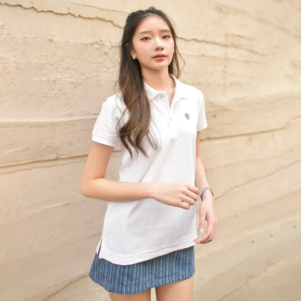POLOLAND เสื้อโปโลหญิง ทรงเข้ารูปเบสิก - สีขาว (2 สี)