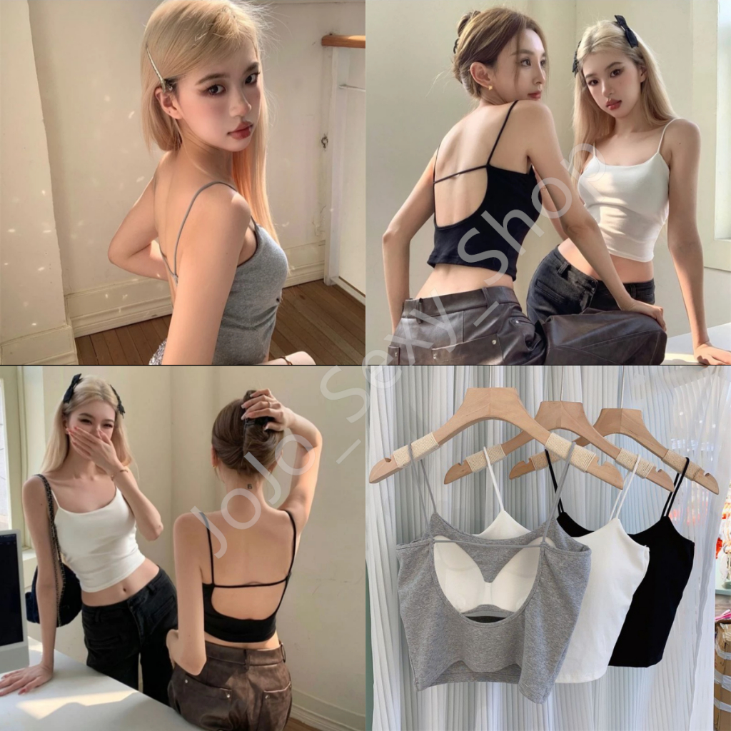เสื้อสายเดี่ยว มีฟองน้ำ เว้าหลัง โชว์หน้าท้อง สปอร์ตบรา บราไร้ขอบ ไร้โครง เสื้อชั้นใน MBXDDXBX