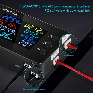 PCBFUN KWS-AC301 เครื่องวัดแรงดันไฟฟ้า/พลังงาน/กำลังไฟฟ้ากระแสสลับแบบจอสี (50-300V 20A)