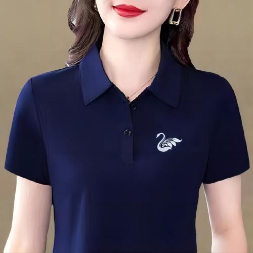 ฤดูร้อน  รุ่นล่าสุด  ที่ถูก ที่สุด  รูปแบบหงส์ขาว  แขนสั้น  เสื้อโปโล  11สี  M~5XL