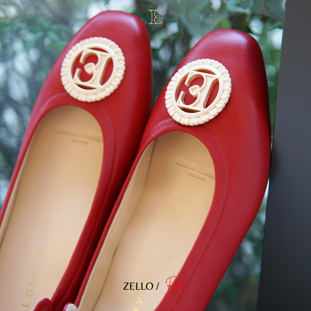EARL GREY รองเท้าหนังแกะแท้  รุ่น Zello series in Red (Removable Insole)