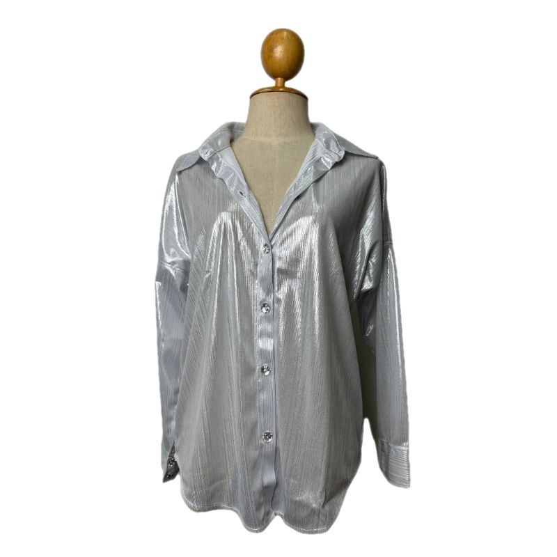**พร้อมส่ง**เสื้อเชิ้ตวิ้งสีเมทัลลิควิบวับใส่งานปาร์ตี้(เช็คขนาดก่อนกดสั่ง)