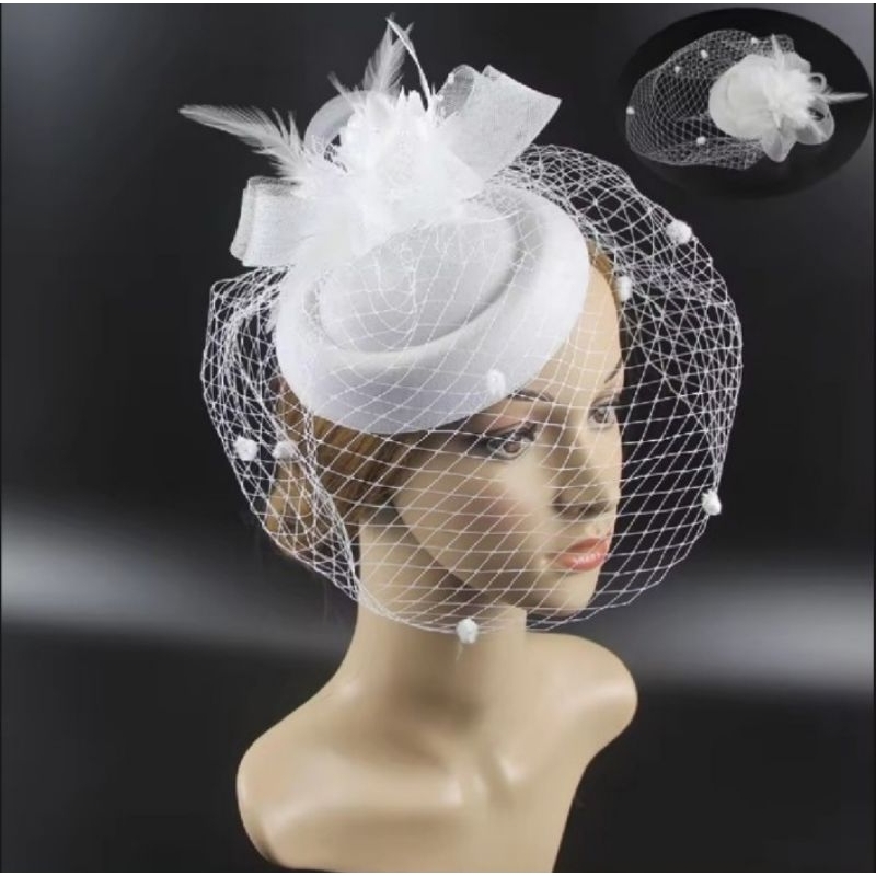 กิ๊บติดผม HE1SHANE ผู้หญิงย้อนยุคดอกไม้ตาข่าย Sinamay ขนนก กิ๊บติดผมหมวกfascinatorsที่คาดผม หมวกfedoras
