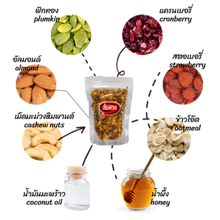 กราโนล่า ผสมธัญพืชและผลไม้แห้ง คลุกน้ำผึ้ง (Granola) by ล้อมวง กาโนล่า ซีเรียล
