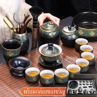 ชุดกาน้ำชา เซรามิค ชุดชงชาจีนปิดทองลายโบราณ ชุดน้ำชารับแขกที…