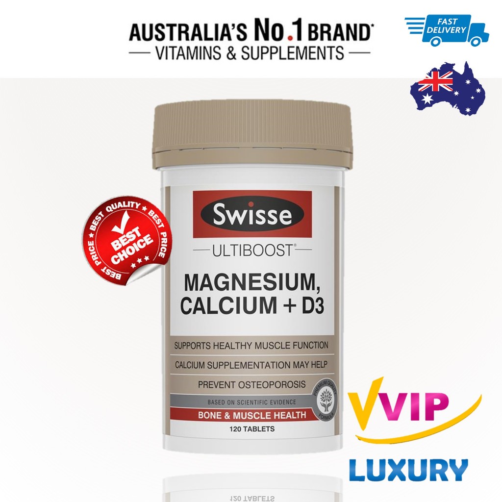 exp.05/2028 Swisse Ultiboost Magnesium Calcium + Vitamin D 120 Tablets