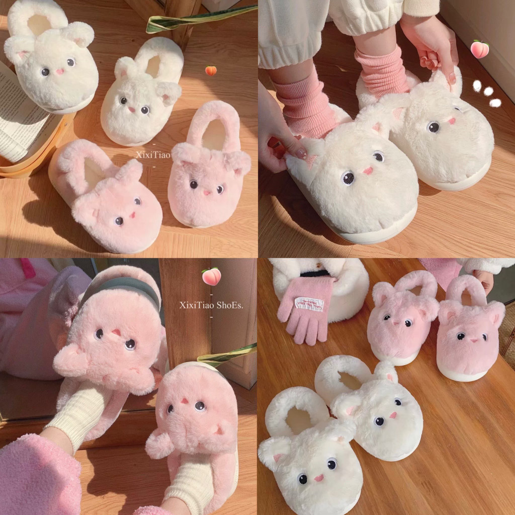 ส่งด่วน รองเท้า แมวขาว แมวชมพู สุดดดน่ารัก Slipper สวมใส่สบายเท้า