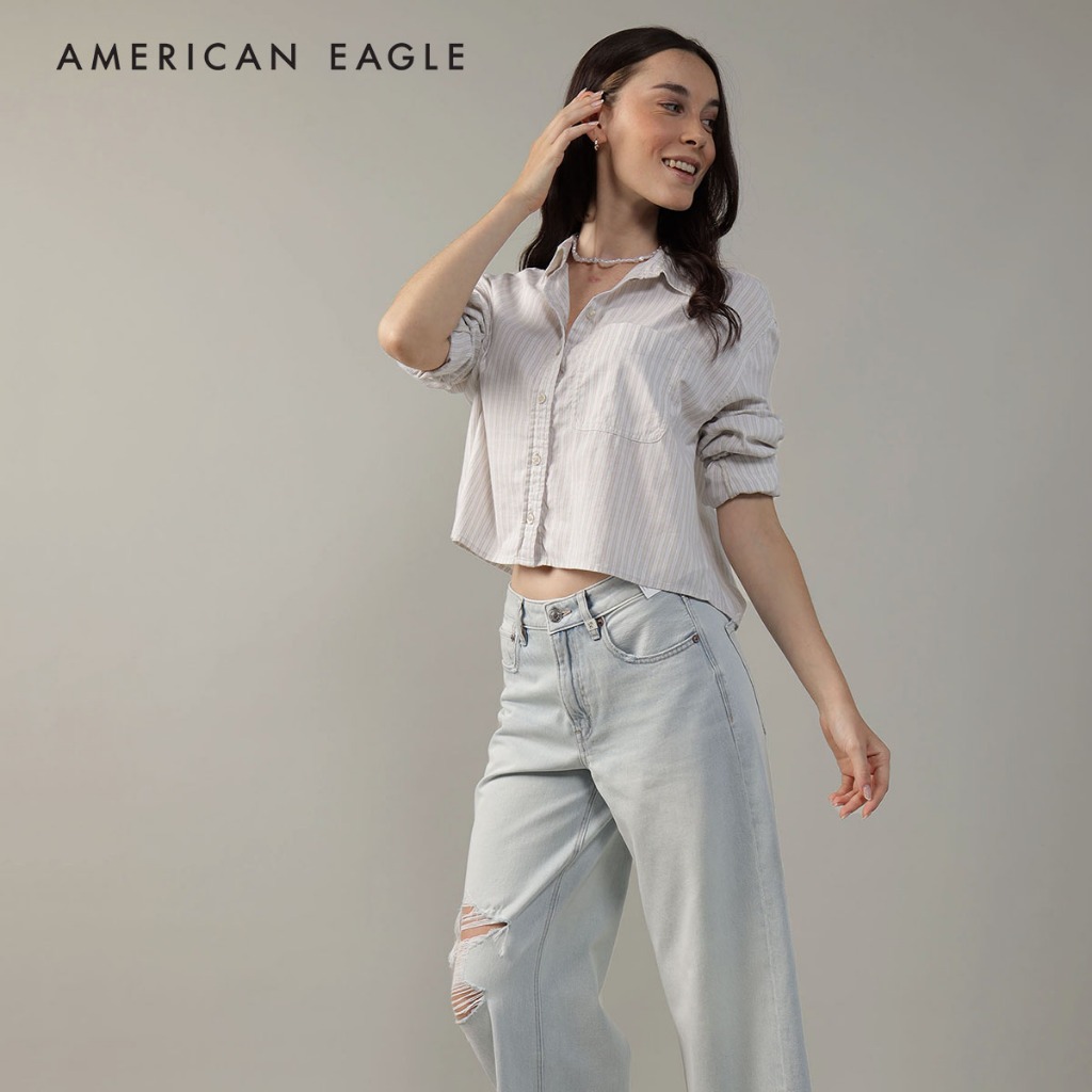 American Eagle Prep Cropped Shirt เสื้อเชิ้ต ผู้หญิง ครอป (NWSB 035-5658-212)