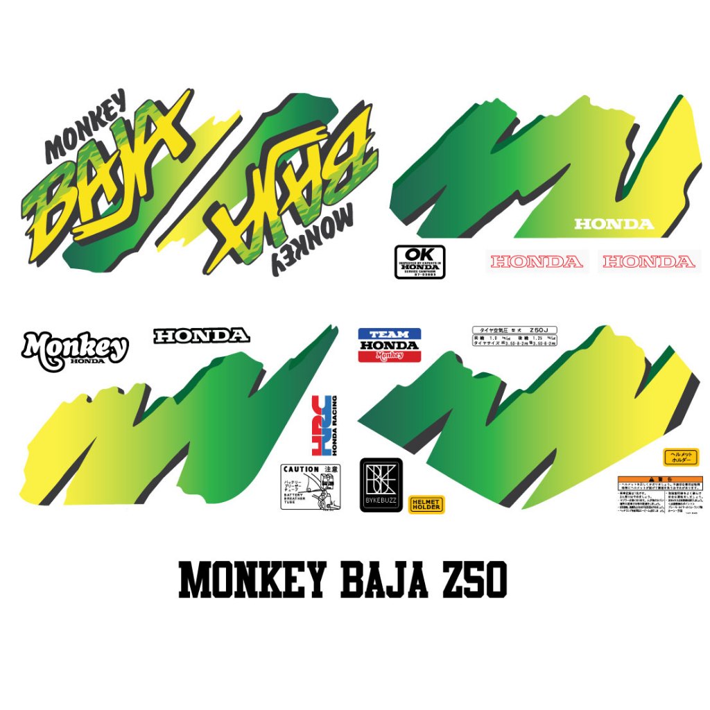 สติ๊กเกอร์ มังกี้ Monkey Baja Z50 สีเขียว