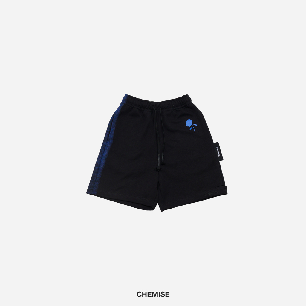 CHEMISE Blue Flower Black Shorts