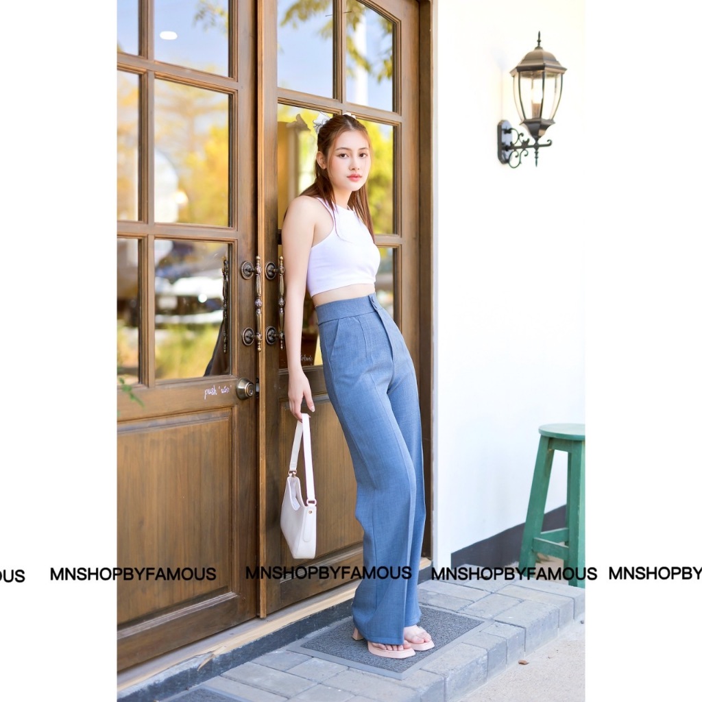 🍒กางเกงผ้าสโนว์สลาฟ🍒-ขอบใหญ่-2กระดุมซิปหน้า-เอวสูงไซส์S25-2XL-🏷️ป้ายร้านFamouShop💫 - รูปที่ 5