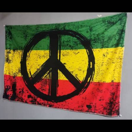 ผ้าตกแต่งผนัง ผ้าธง สไตล์เรกเก้ PEACE สันติภาพ 420 เขียวเหลืองแดง