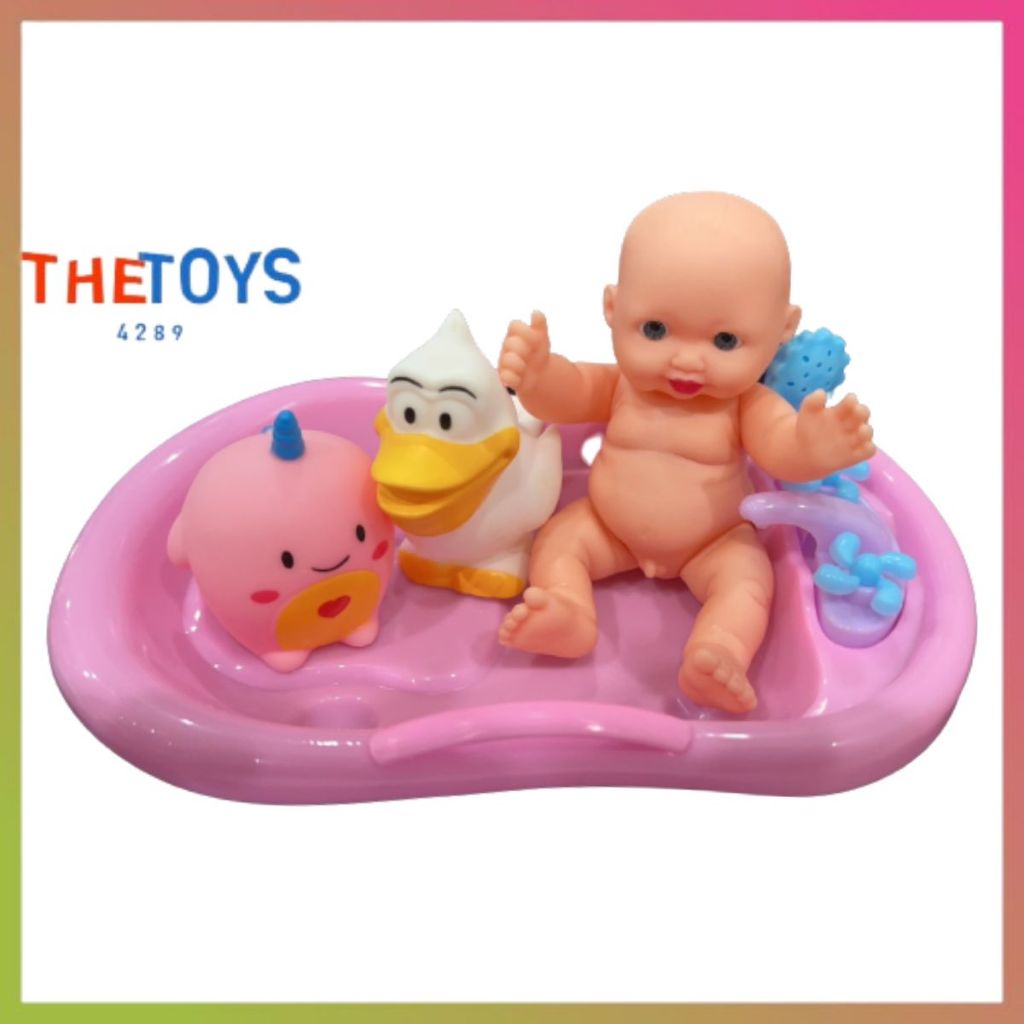 Thetoys4289【ส่งฟรี】ชุดอ่างอาบน้ำตุ๊กตา (Y55-46) ของเล่นอาบน้ํา สําหรับเด็ก ตุ๊กตาเด็ก ของเล่นอาบน้ํา