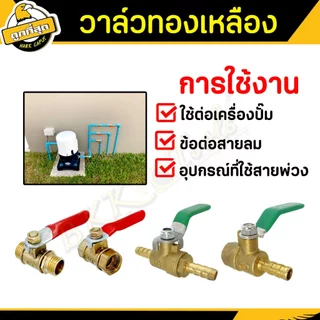 วาล์วลมทองเหลือง ขนาด 1/4 1/2 นิ้ว (ราคาต่อชิ้น) brass air valve ก๊อกลม มีให้เลือกหนา/บาง