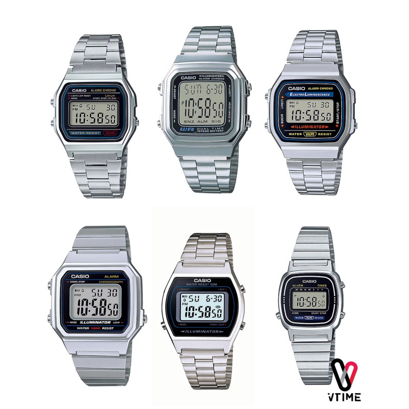 CASIO digital vintage สีเงิน รุ่น A158WA-1 | A178WA-1A | A168WA-1A | LA-670WA-1DF | B640WD-1A | B650