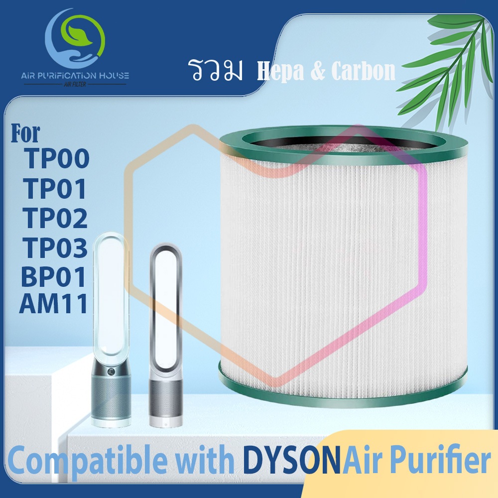อัพเกรดล่าสุด สำหรับ แผ่นกรอง ไส้กรองอากาศ dyson air purifier TP00,TP01 TP02, TP03, BP01，AM11 HEPA Filter กรองฝุ่นPM2.5