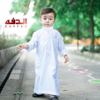 ชุดโต๊ปเด็กผู้ชายสีขาว แบรนด์ดัฟฟะห์(Daffah)คอตต้อลนิ่มปักพรีเมี่ยม ชุดเด็กชายอิสลาม by91วาริสมุสลิม