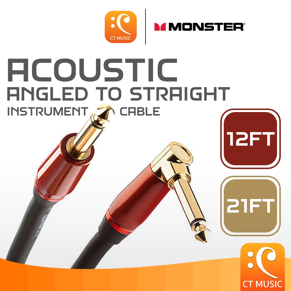 Monster Acoustic 12FT / 21FT Angled to Straight Instrument Cable สายสัญญาณ Instrument Cable