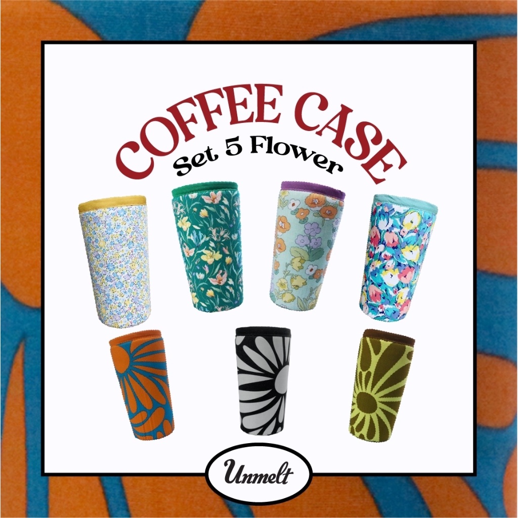 Unmelt Case Set 5 Flower - ปลอกแก้วเก็บความเย็น แก้วเก็บความเย็น (มีหูหิ้ว)