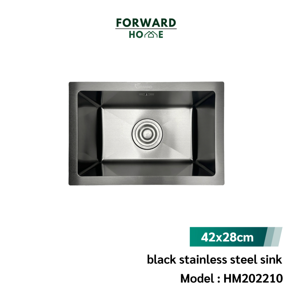 Forward ซิงค์ล้างจาน อ่างล้างจาน วัสดุสแตนเลส304 เคลือบนาโนสีดำ ขนาด42x28ซม. black stainless steel sink รุ่น HM202210