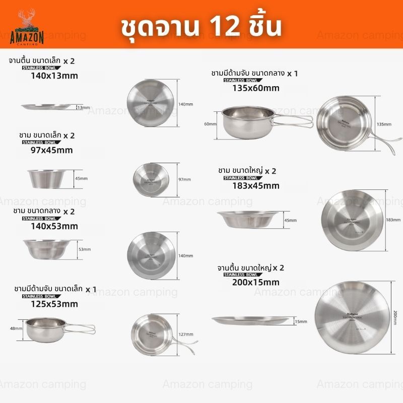 ชุดจานสแตนเลส 17 ชิ้น และ 22 ชิ้น   พร้อมกระเป๋าจัดเก็บ ชุดจานแคมป์ปิ้ง ราคา ถูกที่สุด ดีลบีเคเค แกลเลอรีภาพที่ 3