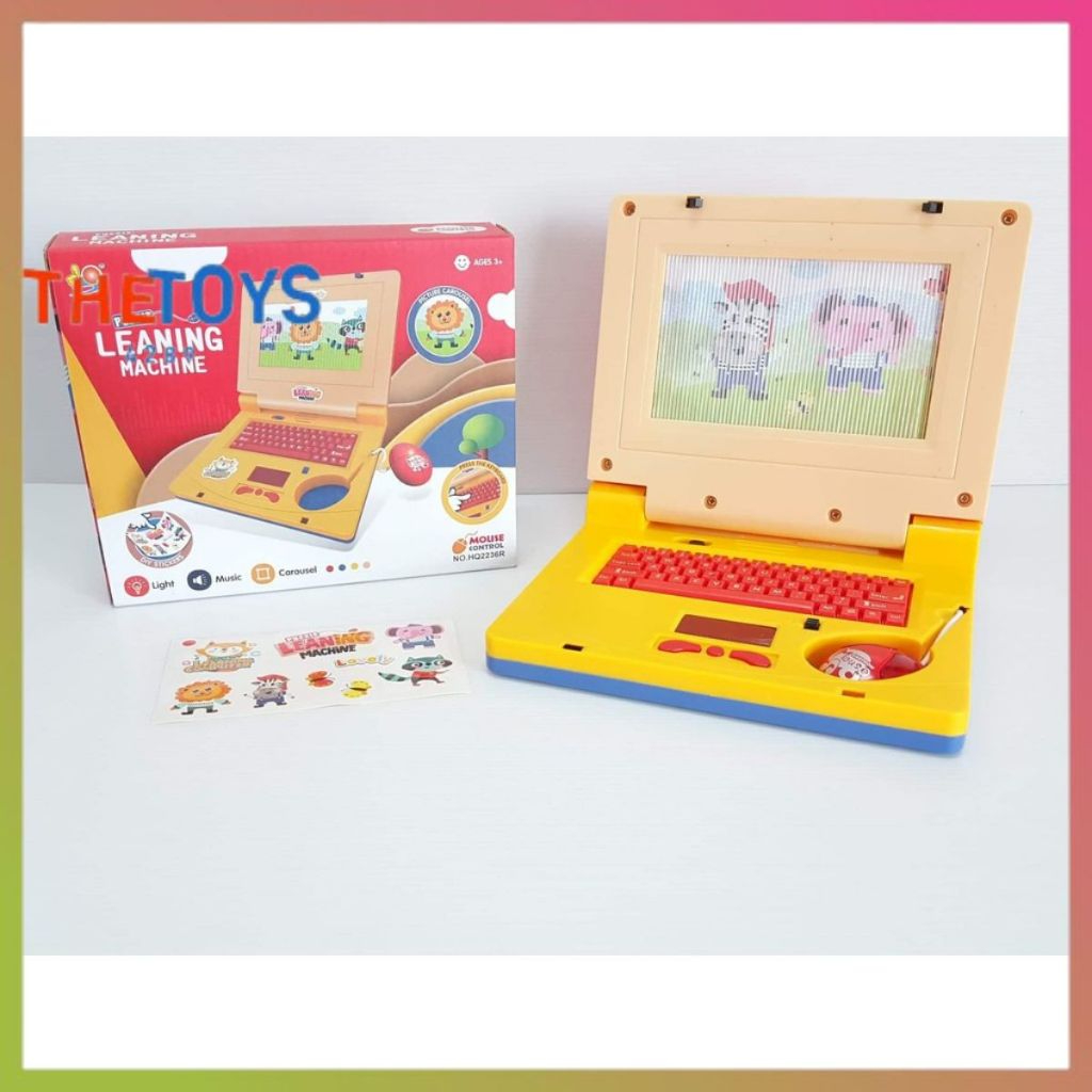 Thetoys4289【ส่งฟรี】ออร์แกนโน๊ตบุ๊กของเล่น (HQ2236R) มีเพลง มีไฟ หน้าจอภาพเคลื่นที่