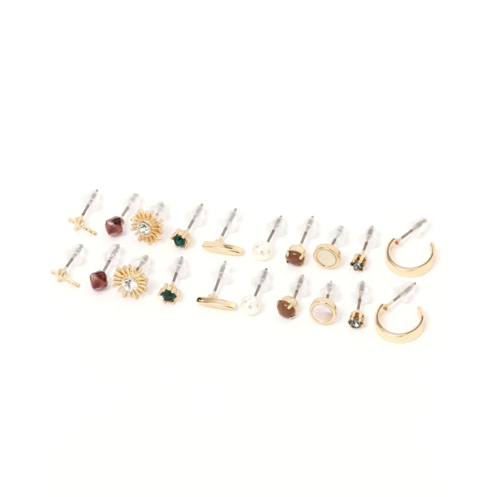 10 sets of colored petite earrings
