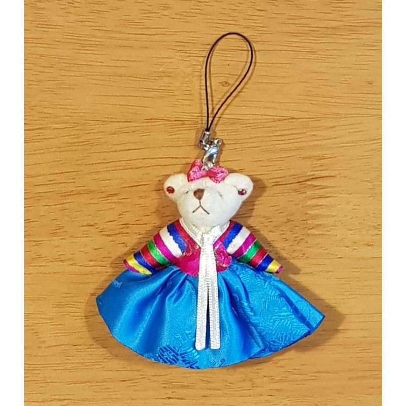 พวงกุญแจ ที่ห้อยมือถือ หมี ใส่ชุดฮันบกเกาหลี ของใหม่ น่ารักมาก Korea Bear Hanbok Keychain ของแท้จากประเทศเกาหลี