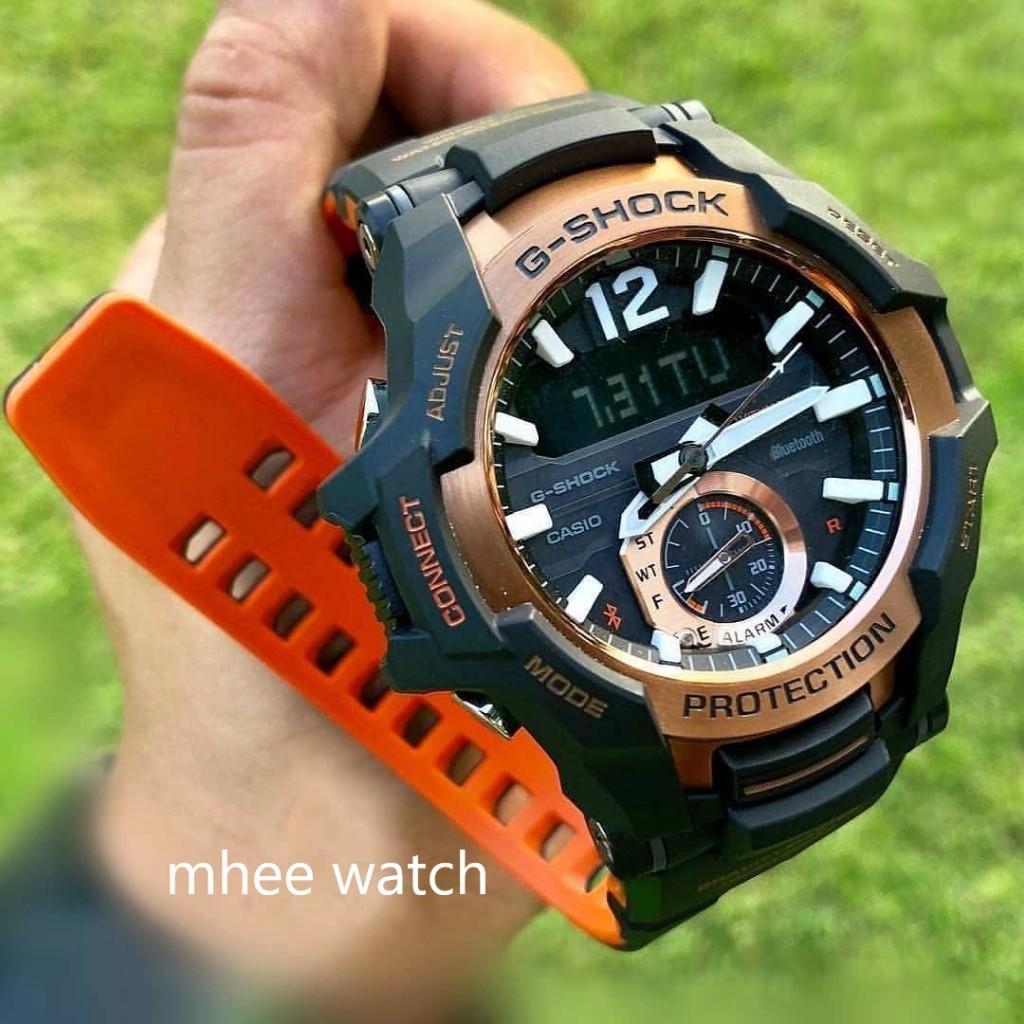 G-Shock นักบิน Master of G Gravity Master Rosegold สาย Twotone ส้มดำ ของแท้ ประกันศูนย์ รุ่น GRB100-