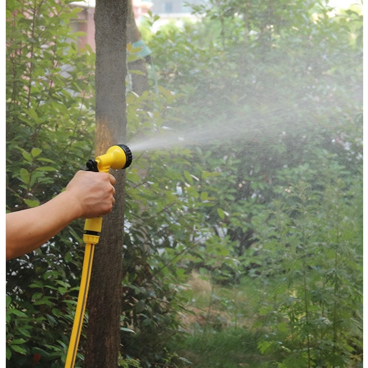 หัวฉีดรดน้ำ อุปกรณ์หัวฉีดเเรงดันปรับได้7ระดับ อุปกรณ์ต่อสายยางรดน้ำ หัวฉีดรดน้ำต้นไม้สีเหลือง - รูปที่ 4