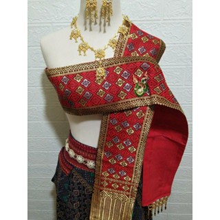 🌵👑ผ้าสไบ ผ้าสะไบสะไบขิดลาว ผ้าเบี่ยง สะไบชุดไทย สไบชุดพื้นเม…