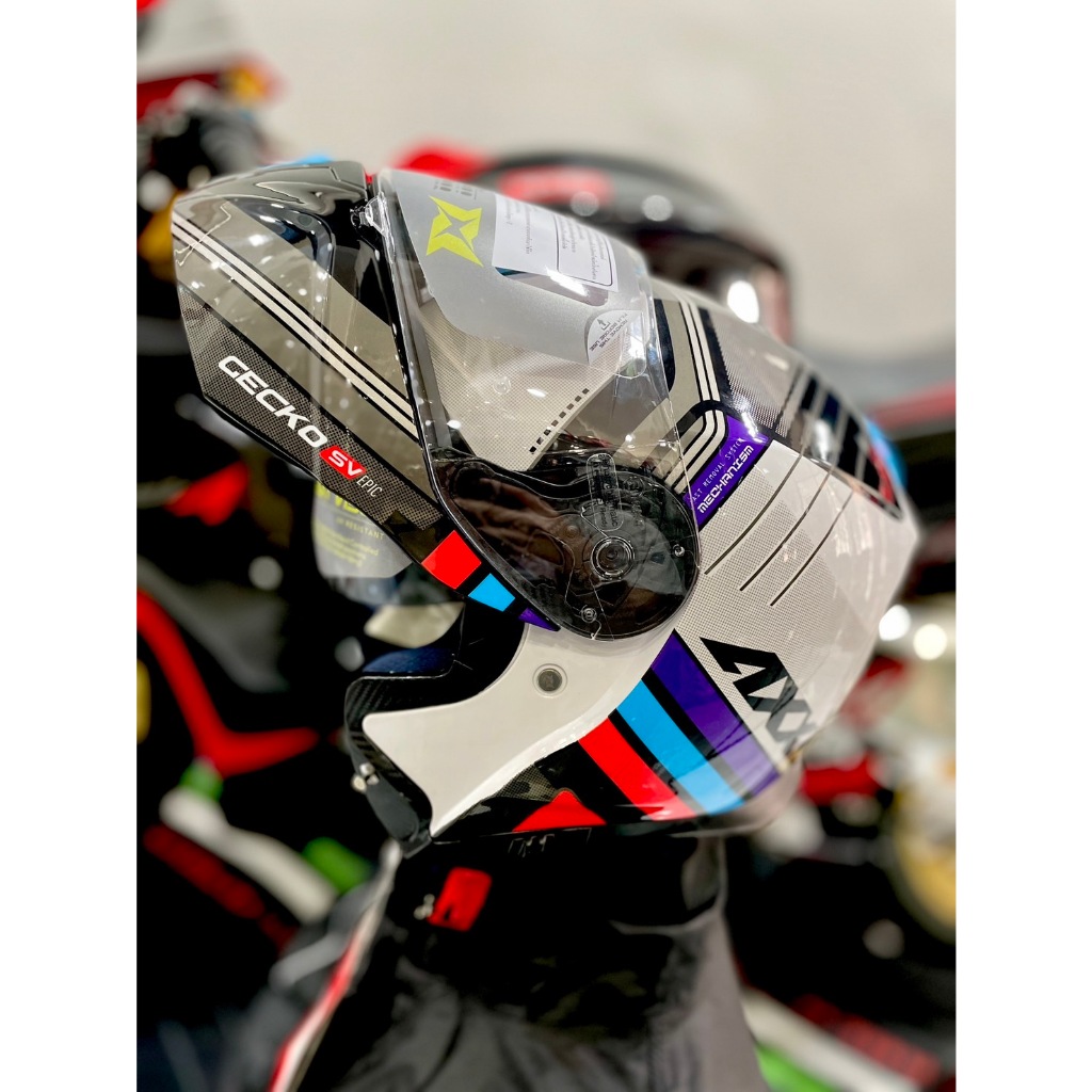 AXXIS รุ่น GECKO ลาย SV EPIC B7 GOLSS BLUE ลายใหม่ล่าสุด 2024 (ยกคาง แว่น2ชั้น)