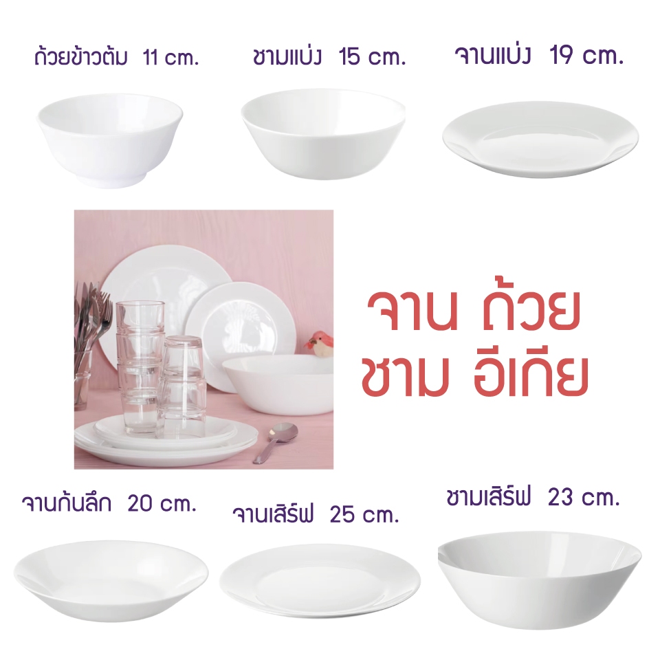 จาน IKEA อีเกีย จาน ชาม ถ้วย เข้าไมโครเวฟได้ ทนทาน ไม่แตกง่าย